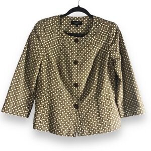 Talbots Womens Size 10 Blazer Jacket Rattan Cane Weave Pattern Professional Work